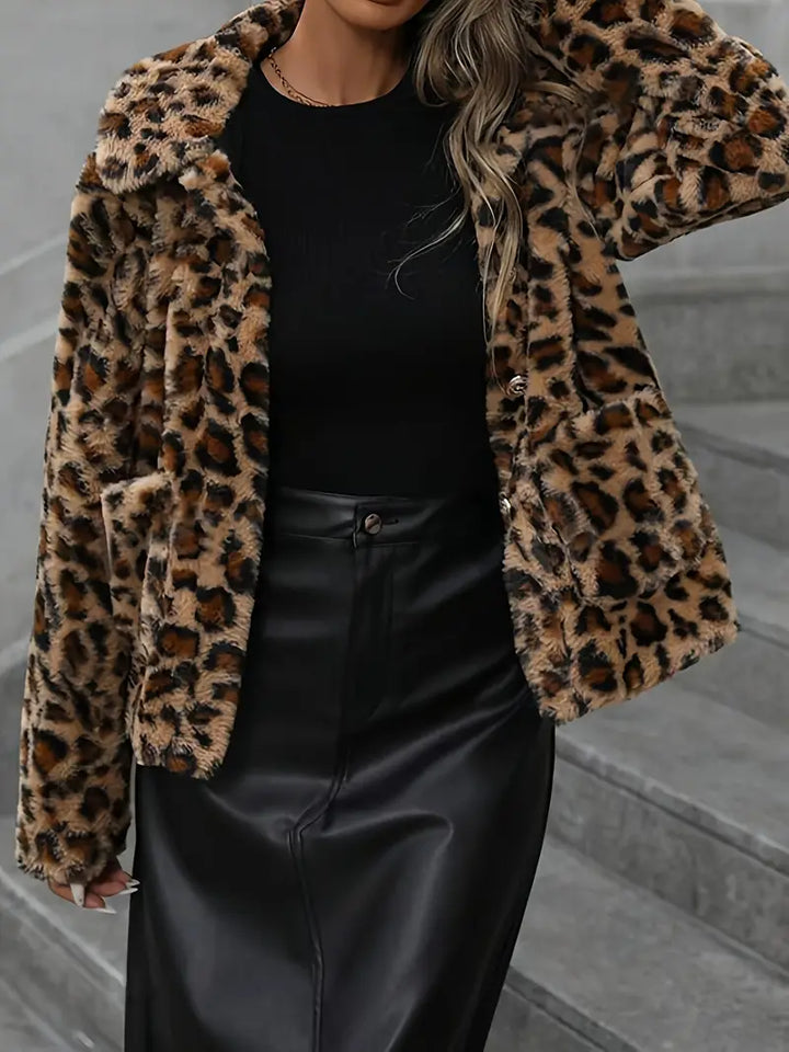 Sandra | Jacket with Leopard Print and Collar