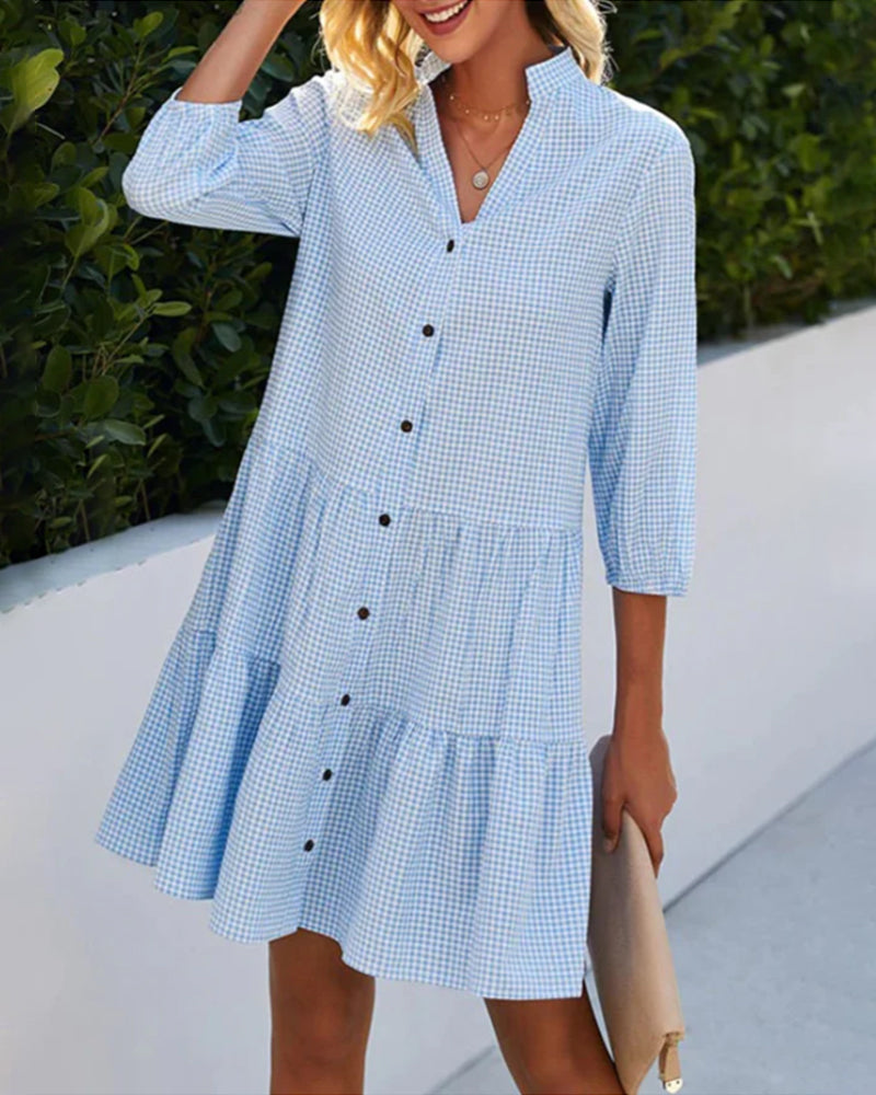 Primrose | Buttoned Gingham Day Dress
