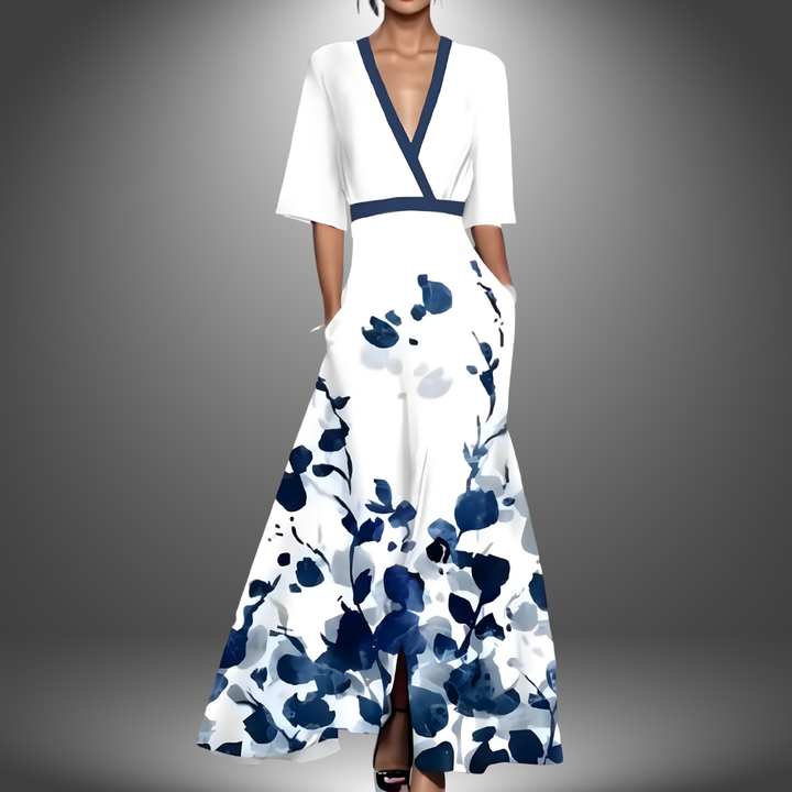 Savanna | Elegant floral maxidress with V-neck