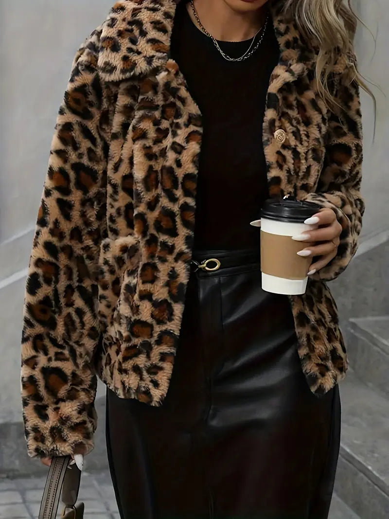 Sandra | Jacket with Leopard Print and Collar
