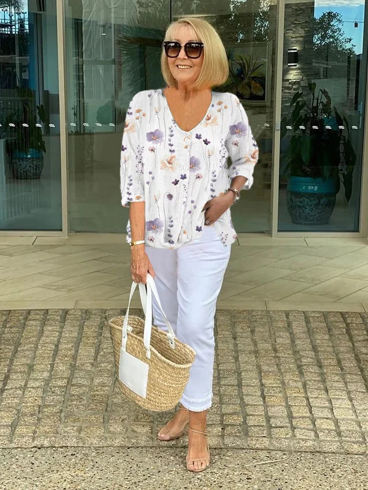 Lualhati | Button-Up Floral Blouse