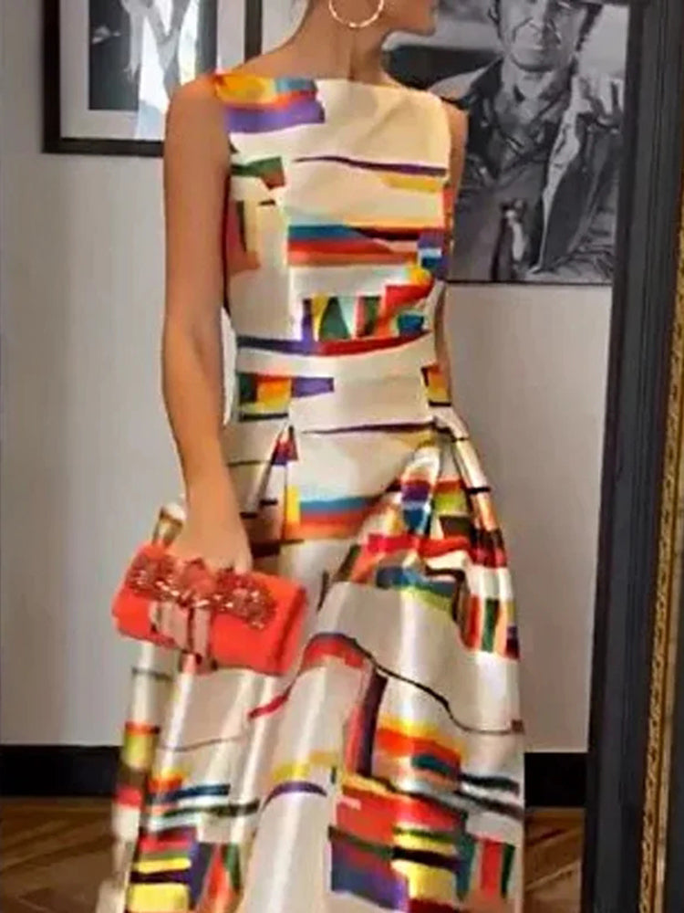 Isabeau™| Geometric Maxi Dress