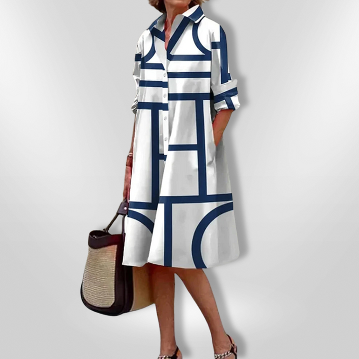 Helen | Midi Dress with Geometric Pattern