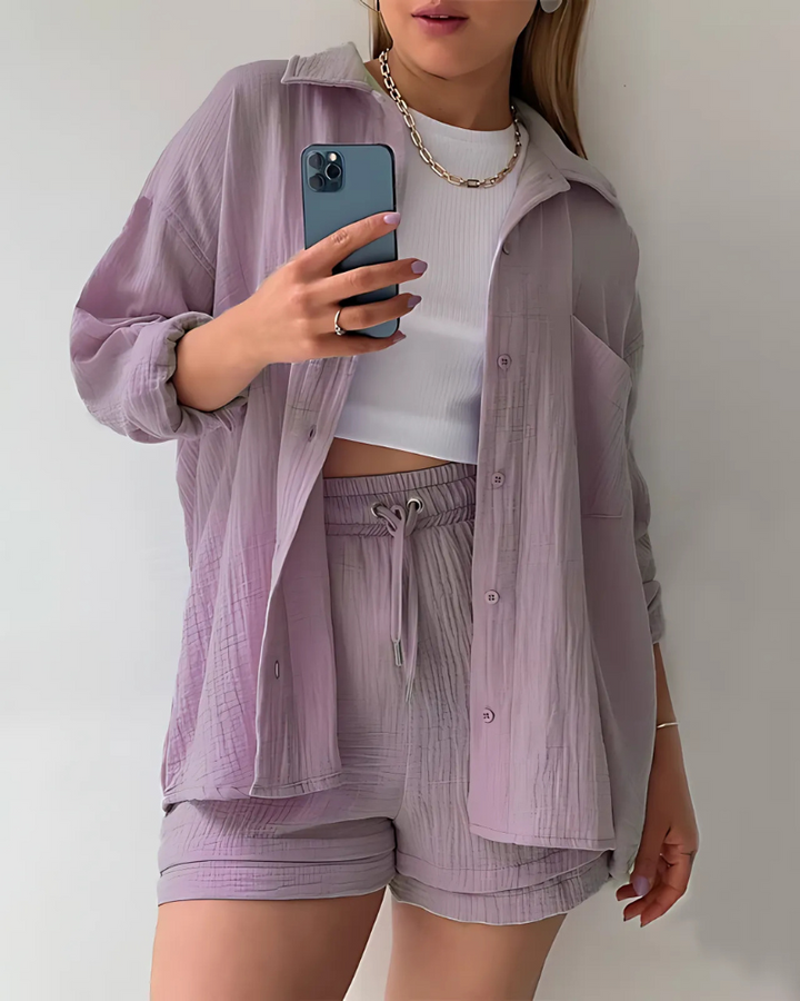 Maylee |  Button-Up Shorts Set