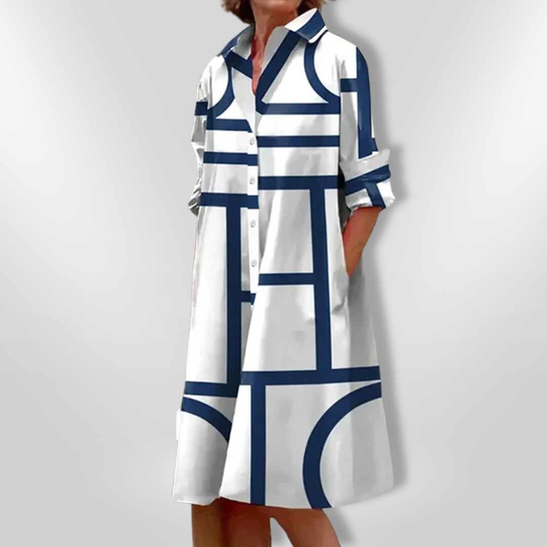 Helen | Midi Dress with Geometric Pattern