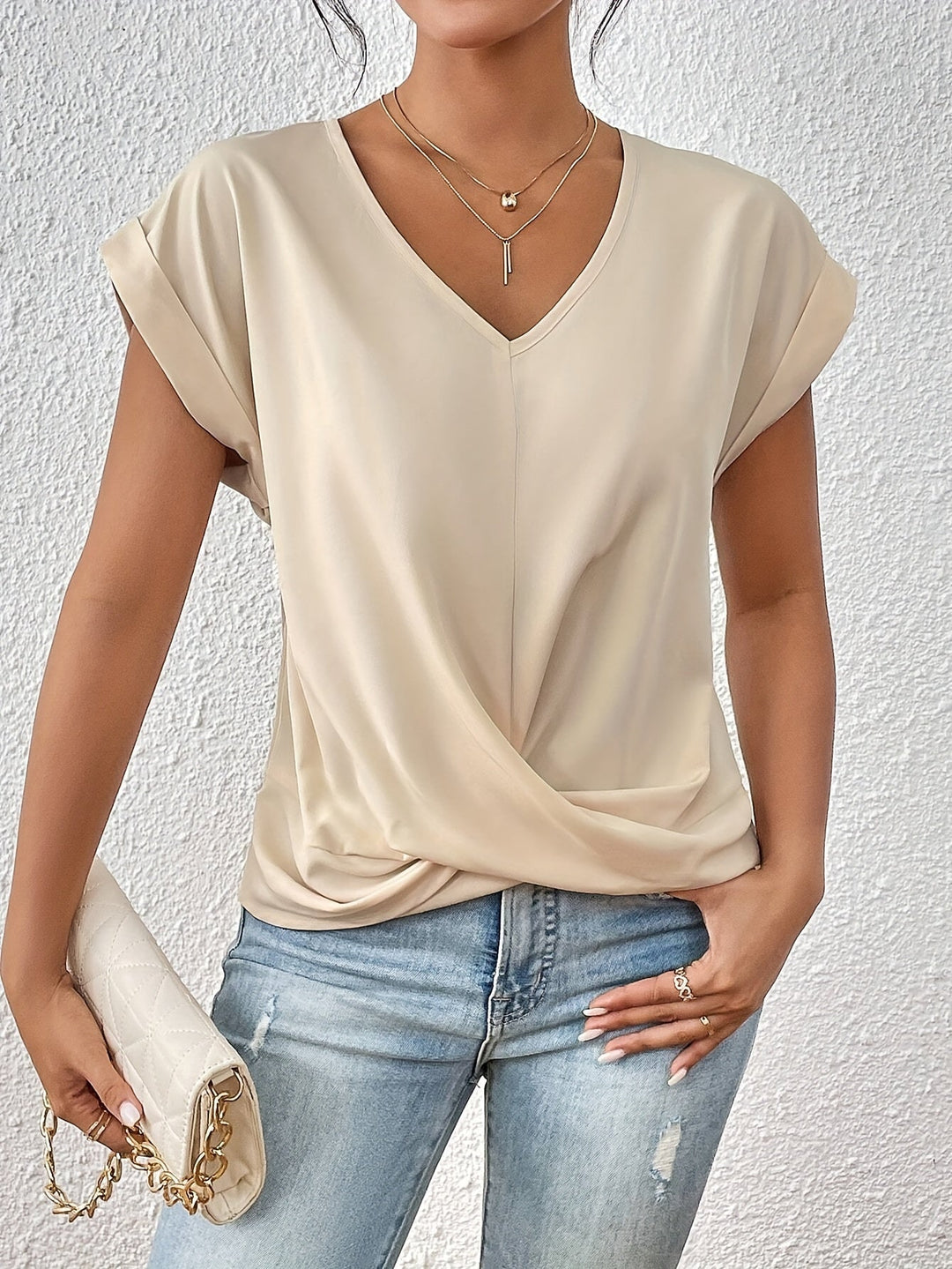 Kathrina | Twist Front V-Neck Top