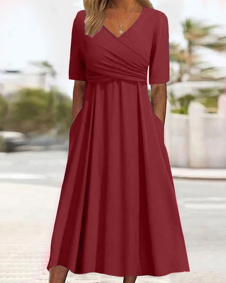 Cherry | Crossover Dress With Short Sleeves.