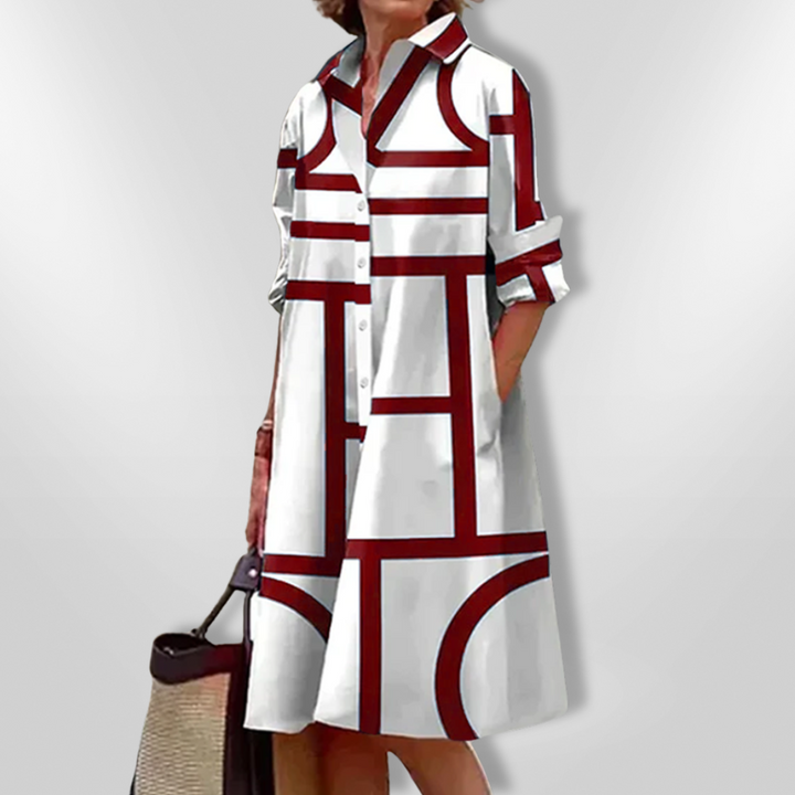 Helen | Midi Dress with Geometric Pattern