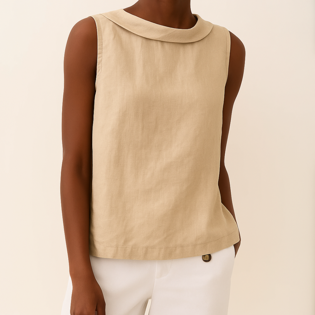 Avice | Sleeveless Roll Collar Top