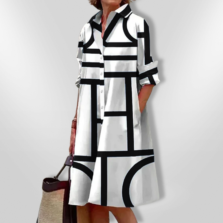 Helen | Midi Dress with Geometric Pattern