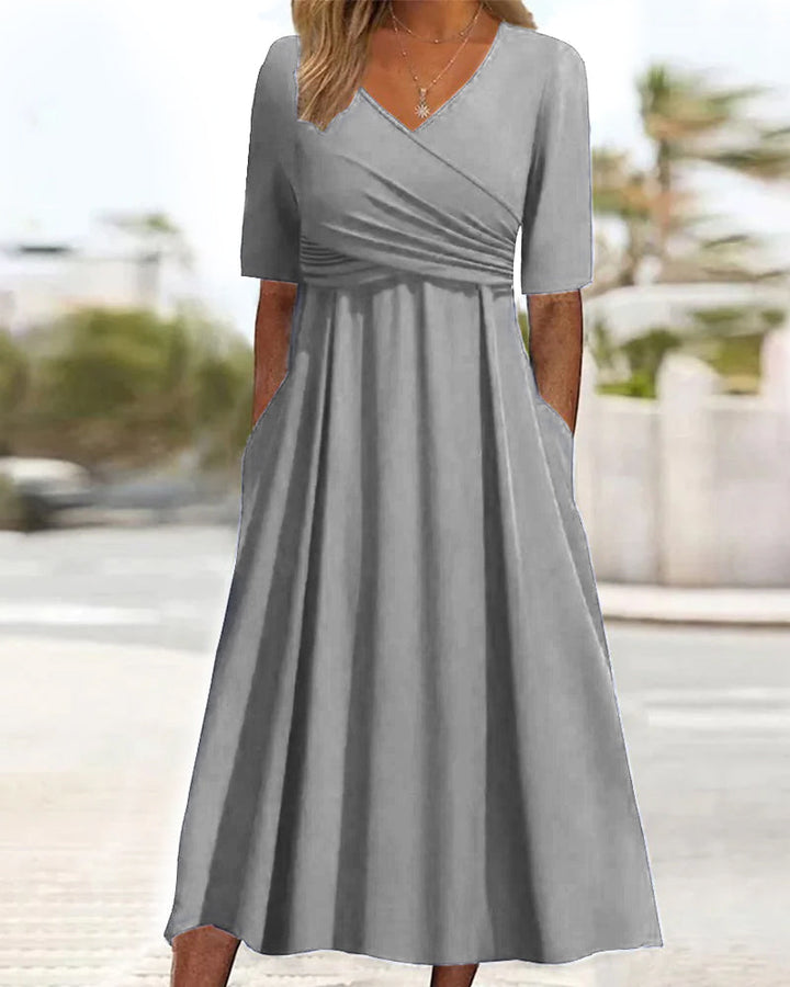 Cherry | Crossover Dress With Short Sleeves.