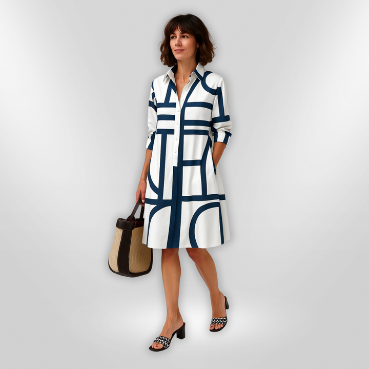 Helen | Midi Dress with Geometric Pattern