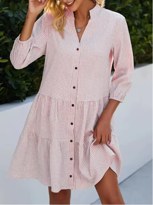 Primrose | Buttoned Gingham Day Dress