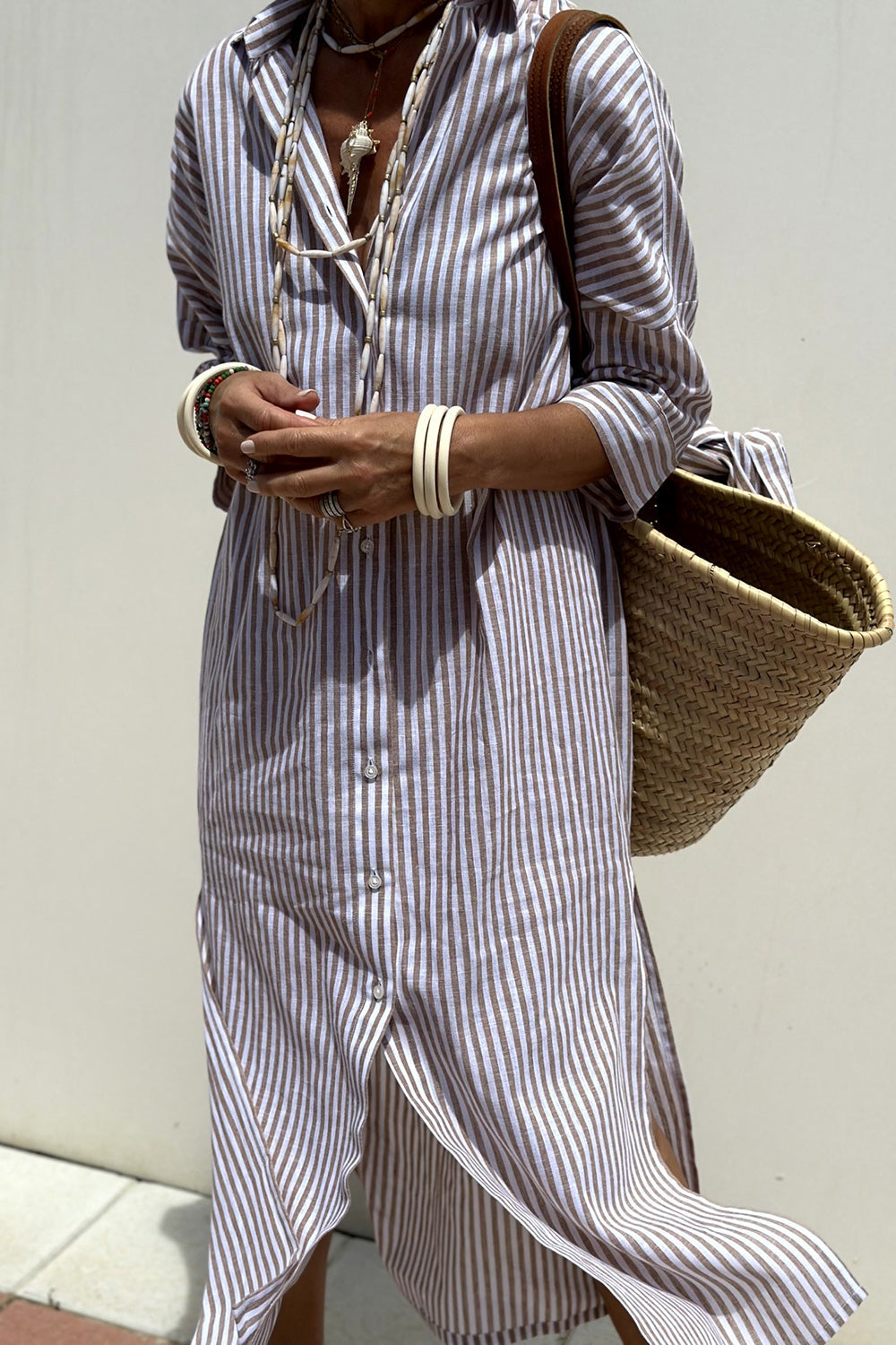 Janette | Elegant Striped Shirt Dress