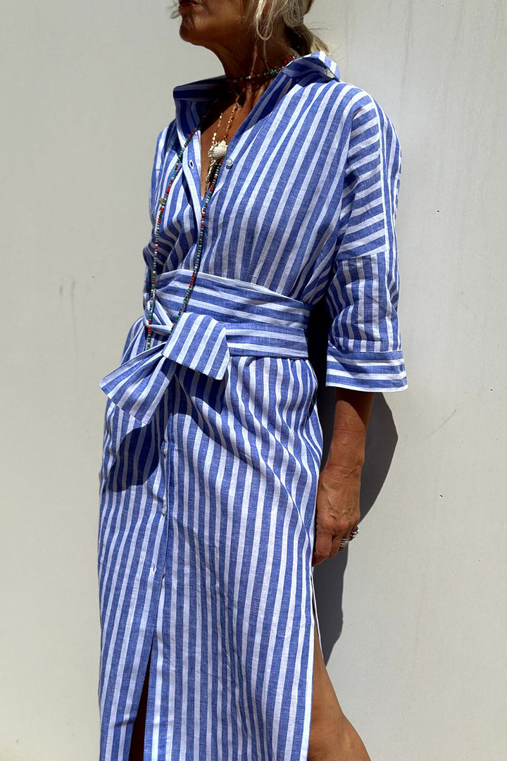 Janette | Elegant Striped Shirt Dress